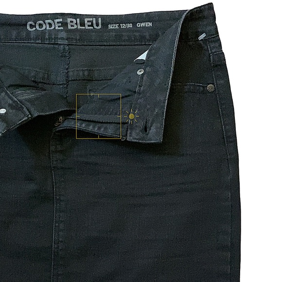 Denim Shirt, Black Midi Denim Skirt, Code Bleu Denim Skirt, Midi Denim Skirt - Picture 6 of 13